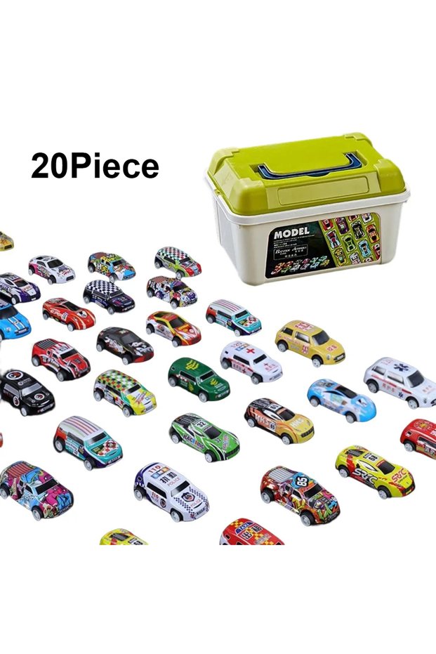 20PCS-Box 10/20/30 Pcs Alloy Pull Back Car Model Cool Boy Inertial Racing Cars with Storage Box Colo