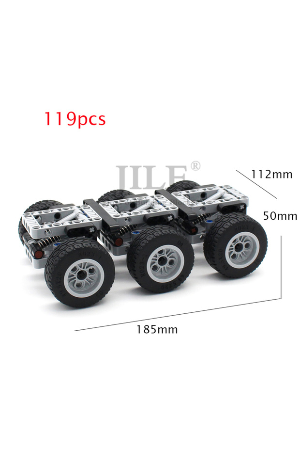 3 Axled Trailer 119pcs MOC High-Tech Car Wheels Set Building Block DIY Technical Pin Liftarm Parts C