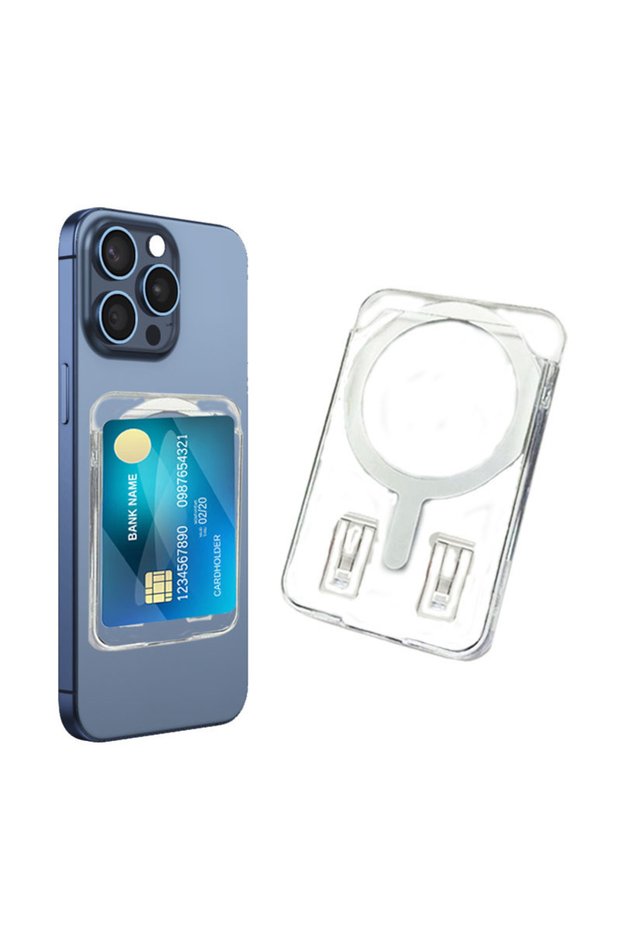 1PCS Transparent Card Holder For Magsafe For iPhone 17 16 13 15 14 12 Pro Max Air Plus Hard PC Scrat
