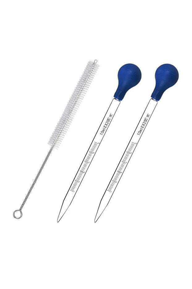 1 2Pcs Clear Glass Graduated Pipette with 1Pc Cleaning Brush Measuring Dropping Pipet 10ml Dropping
