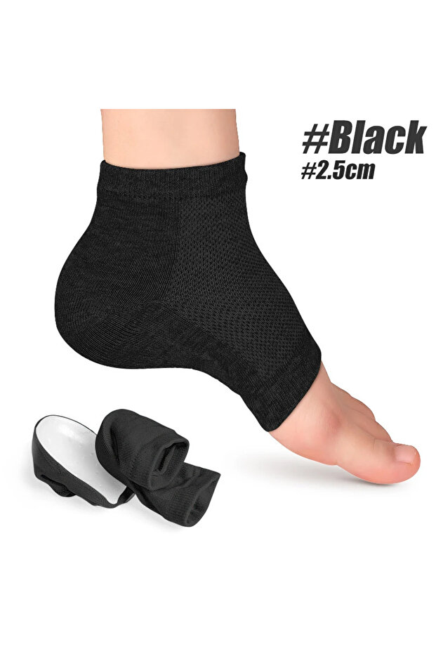 Black-2.5cm Thickened Height Max Socks Sports 2.5/3.5cm Half Invisible Height Increase Insole Anti-s