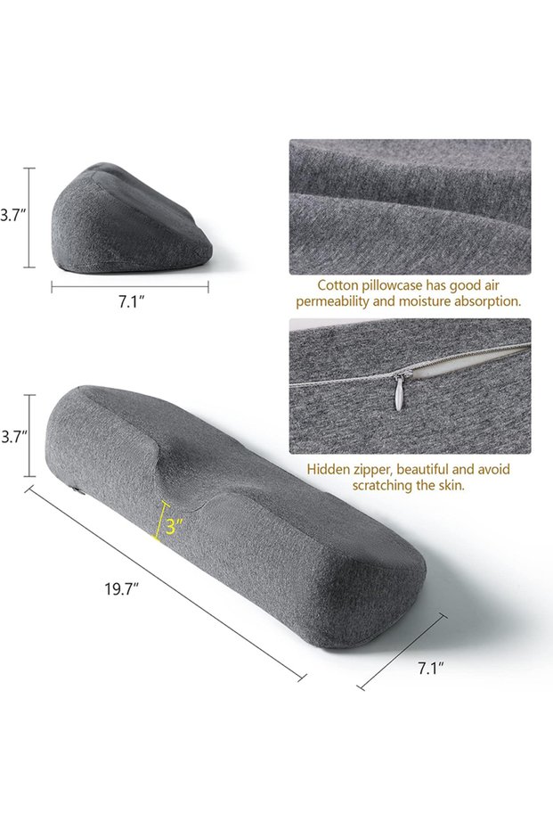 Dark Grey Cervical Pillow, Memory Foam Contour Pillow, Bed Pillows for Side Sleeper Ergonomic Orthop