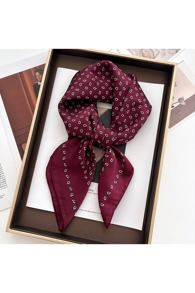 70x70CM FJ716-14-4 Women's Square Scarf Soft Satin Floral Print Wrap Foulard Neckerchief Bandannas H
