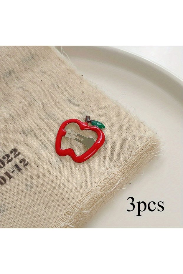 3pcs Cute Candy Color Hollow Hair Clips, Fashionable Hair Clips