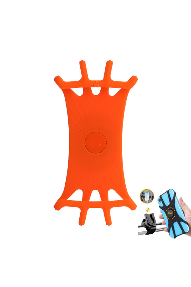 Orange 360° Removable Phone Holder Universal Phone Mount for Bicycle Motorcycle Scooter Stroller Pho