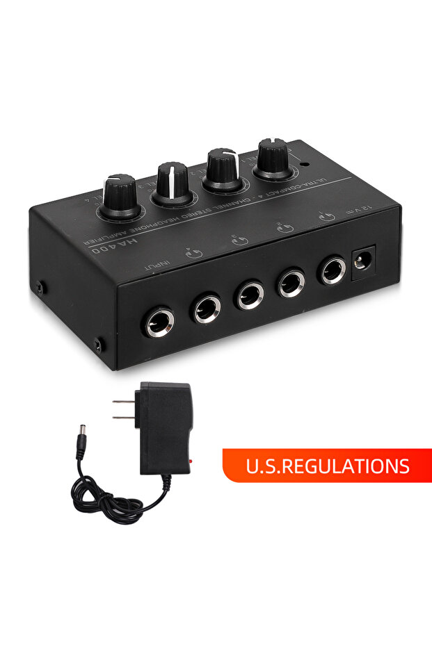 10MHz US Plug 4 Channels Mini Headphone Amplifier HA400 Ultra-Compact Stereo Audio Amplifi