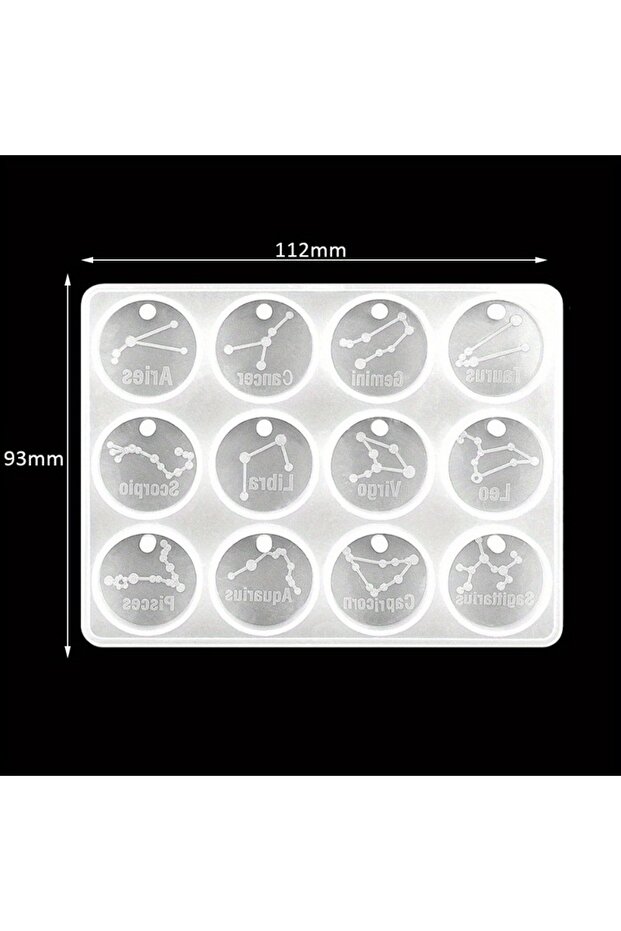 Round 12 Zodiac Constellation Resin Molds Round Star Zodiac Sign Epoxy Silicone Casting Mould for DI