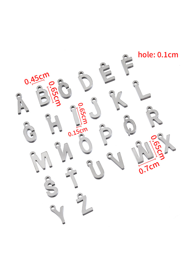 Random-50pcs Steel 50pcs Random English Initial Letters Stainless Steel Alphabet Pendants DIY Earrin