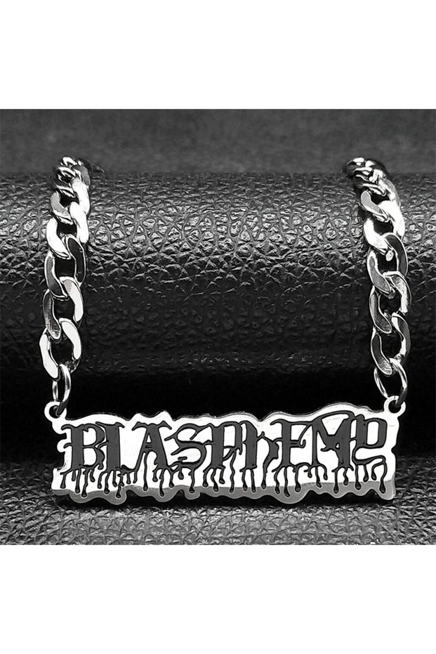 W 60cm NK SR Goth Hip Hop Music Band Pendant Necklace for Women Men Stainless Steel Gothic Punk Male