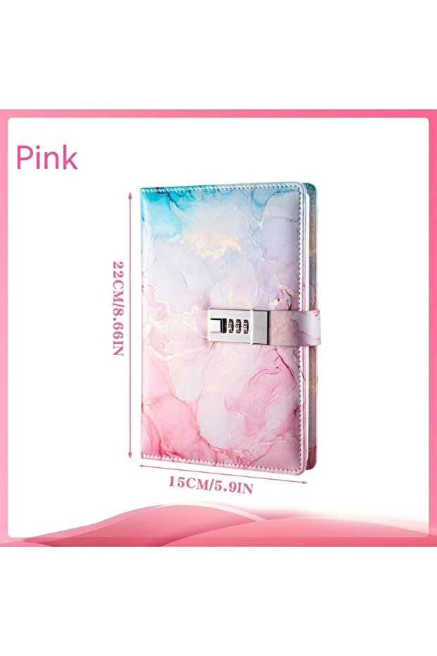 Pink A5 Fashion Password Book With Lock Journal Creative Journal Book Student Notepad Stationery Not