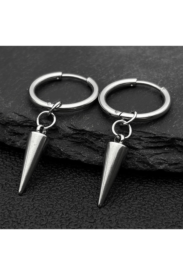 B SR Punk Spike Rivet Hoop Earrings For Women Men Ear Studs Stainless Steel Gothic Hip Hop European