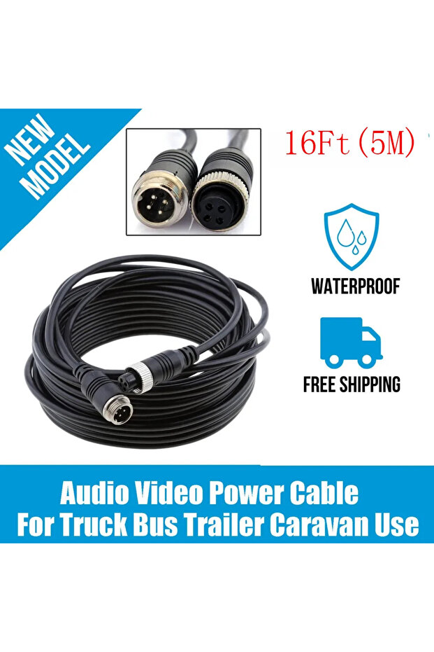 5M Cable 4Pin Extension Aviation Cable For Car Truck RV Bus Rear View Backup Camera