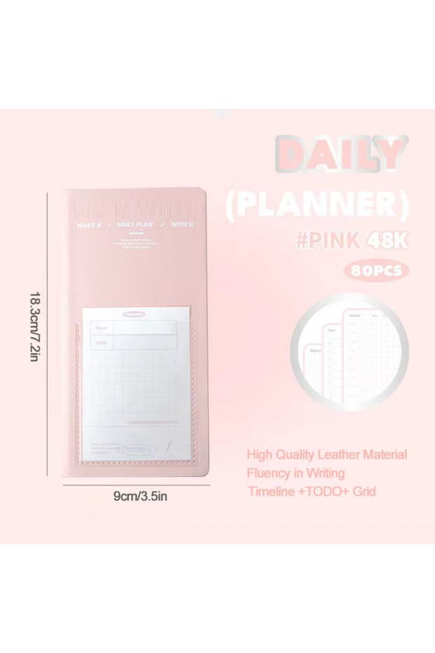 Pink Daily Plan Self Discipline Cardboard Portable Schedule Time Management Task List Notebook Diary