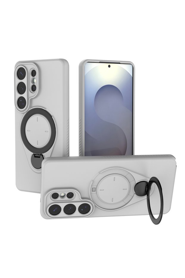Galaxy S26 Ultra Light gray 360° Rotating Magnetic Stand Phone Case For Samsung Galaxy S26 S26Plus S