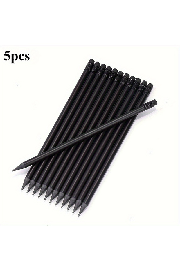 5pcs 5pcs Premium HB Pencil with Eraser - Luxury Black Wood, Smooth Writing and Drawing Pencil - Dur