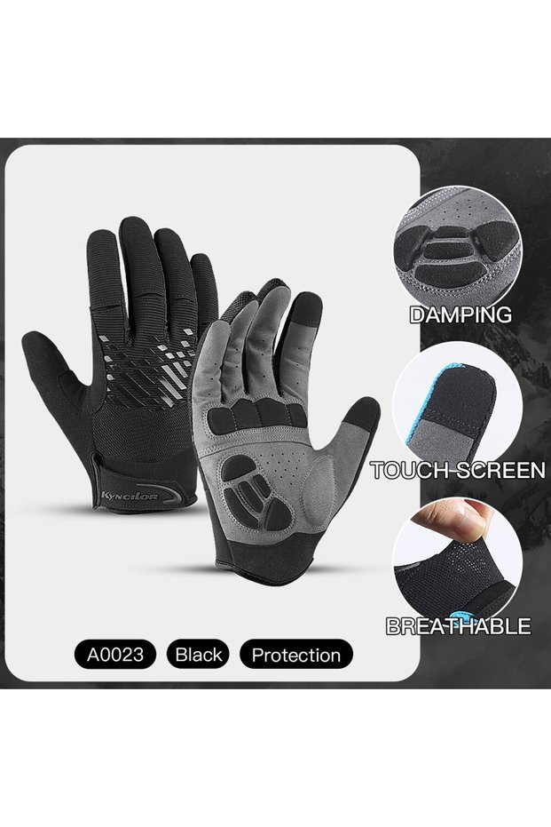 L A0023-BK Outdoor MTB Cycling Gloves Full Finger Touchscreen Breathable Anti-sweat Shockproof Motor