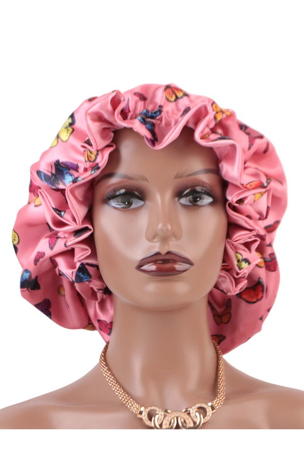 butterfly 1pc Two Tone Satin Hat Silk Bonnet for Sleeping Satin Bonnets Double Layer Reversible Hair
