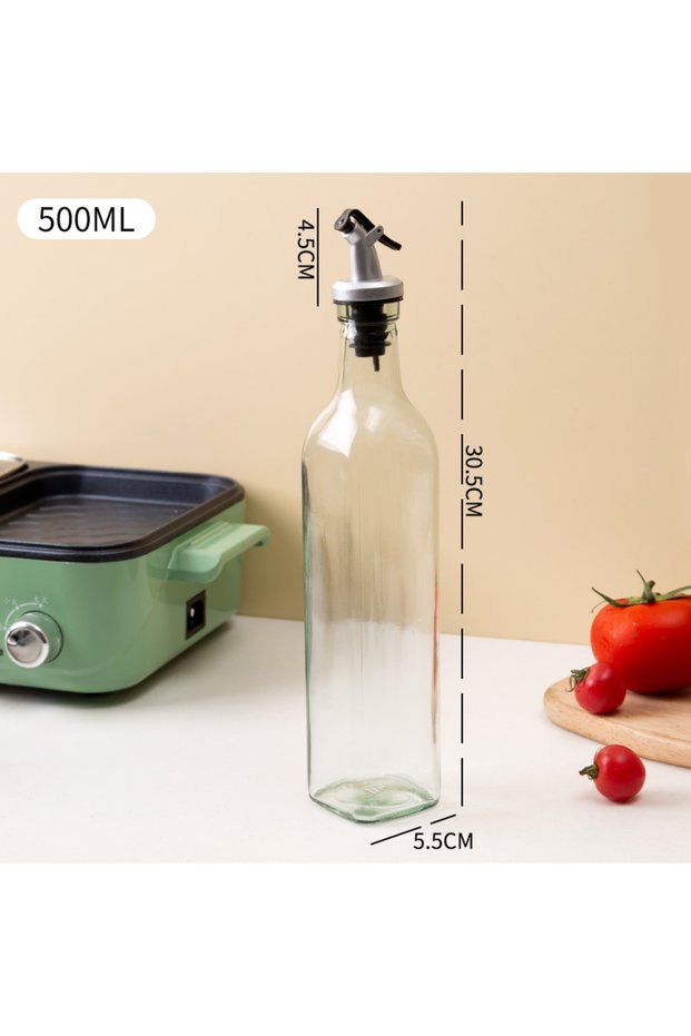 C Glass Square Seasoning Bottle Leak Proof Kitchen Oil Bottle 150/250/500ml Vinegar Pot Seasoning Bo