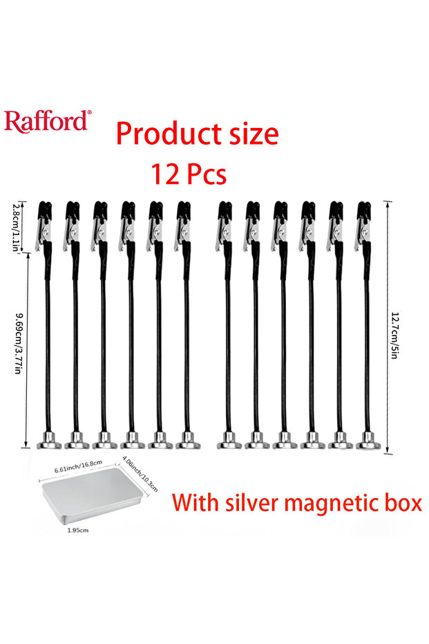 12 Pc withsilver box Rafford 12Pcs Bendable Model Painting Alligator Clip Sticks Rubber Tips + Metal