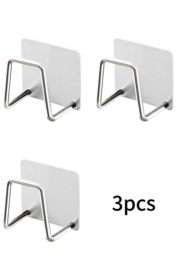 w167-3PCS-sliver 1PC/5pcs Kitchen Stainless Steel Sink Shelf Sponges Holders Adhesive Drain Drying R