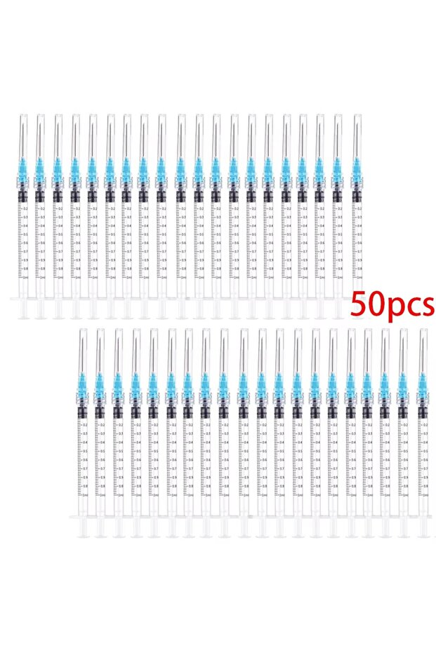 50pcs 1ml blue 50pcs /5pcs 1ml Luer Lock Syringe, Precision Dispenser for Industrial, Lab, DIY Craft