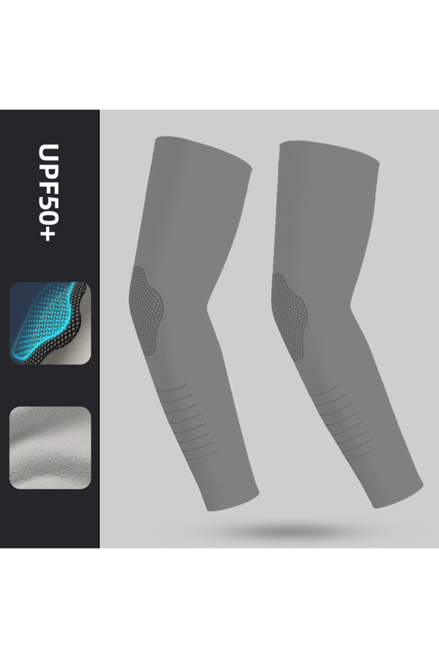 grey Ice Silk Sleeves Sun Protection Anti-UV Quick Dry Cycling Sleeves Breathable Cooling Sweat-abso
