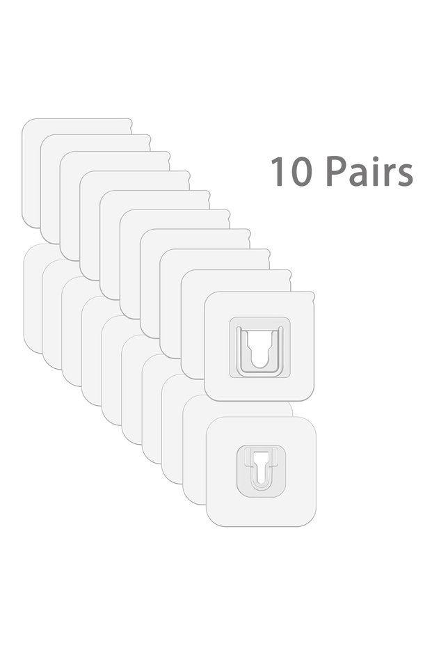 10 Pairs 10 Pairs Strong Sticky Hung Double Sided Patch Hook Buckle Transparent Adhesive Wall Hooks