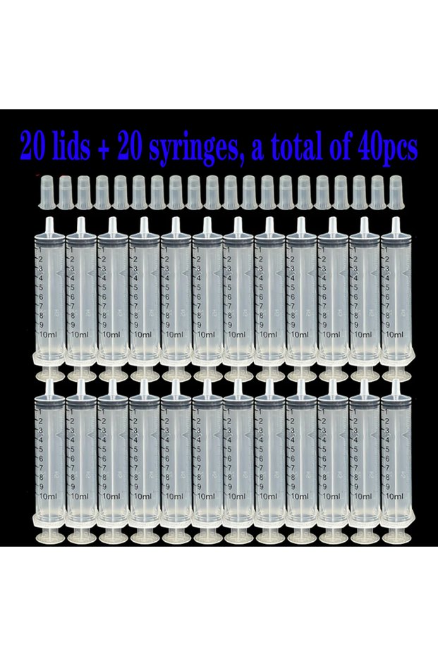 40Pcs 10ml This 10ml Plastic Syringe with a Cap Is Suitable for Parties, Measuring, Watering Plants,