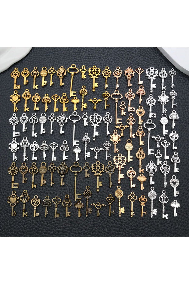 SN927-100pcs 20/100pcs Mini Key Series (Includes Antique Gold/Bronze/KC Gold/Bright Silver Finishes)