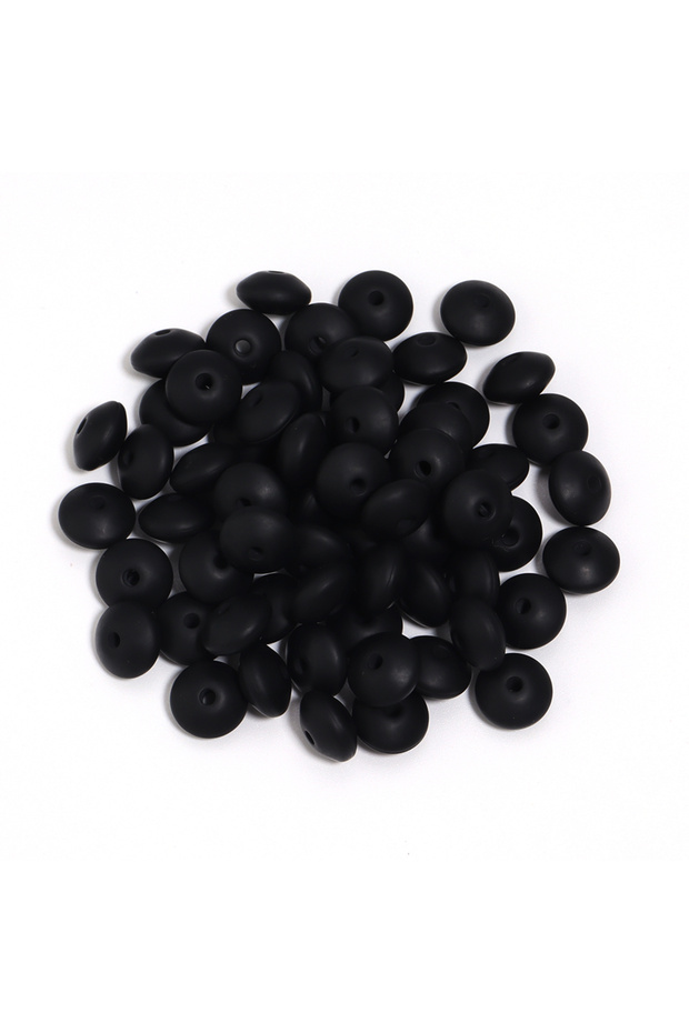 Black 20pcs/lot Silicone Lentil Beads Colorful Round Abacus Loose Spacer Beads For DIY Jewelry Makin