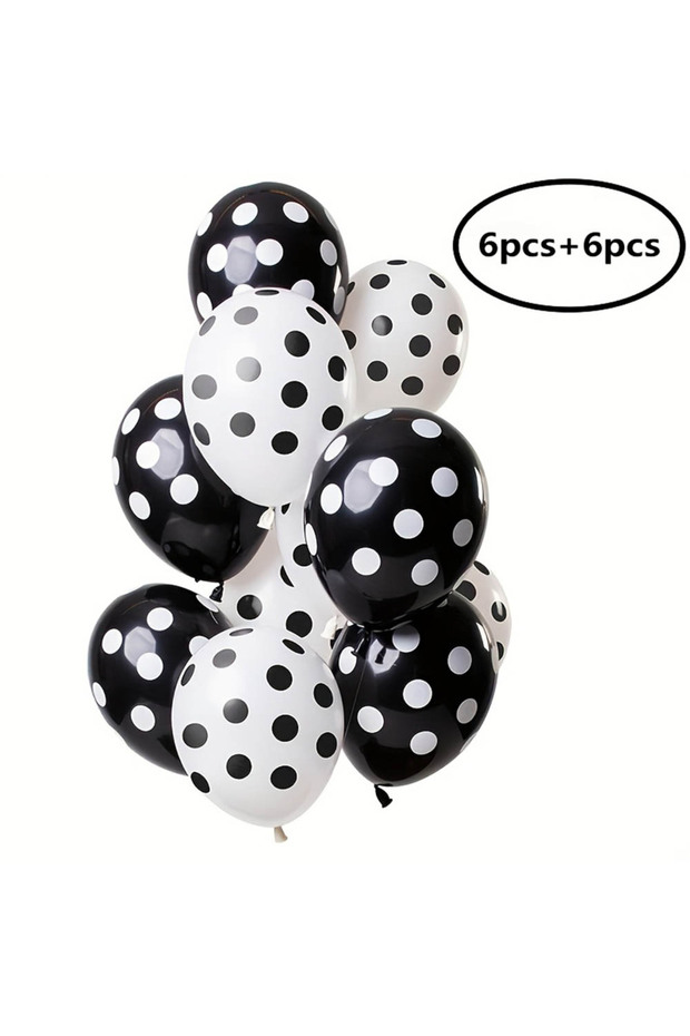 12INCH 12PCS 12 Pcs 12inch Polka Dot Latex Balloons Black and White Baby Shower Birthday Wedding Dec