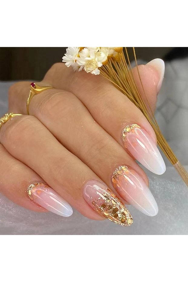 JB-J684-L 24 pieces of ins-style long press-on nails (teardrop shape), paired with 1 piece of jelly