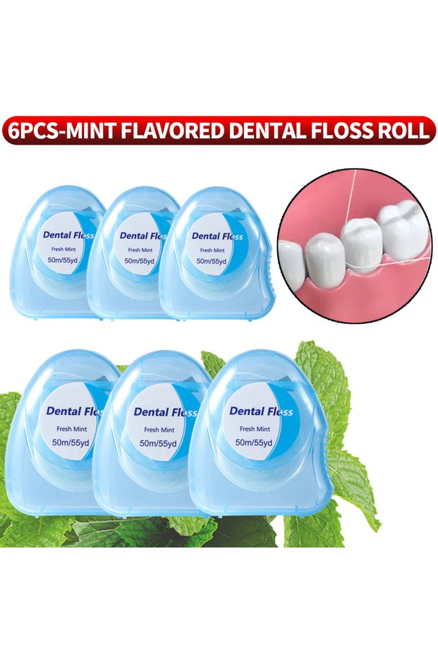6PCS 6PCS/3PCS/1PC Peppermint Floss Roll - Cleaning Oral Tools - Floss Stick Adult Home Set - Compac