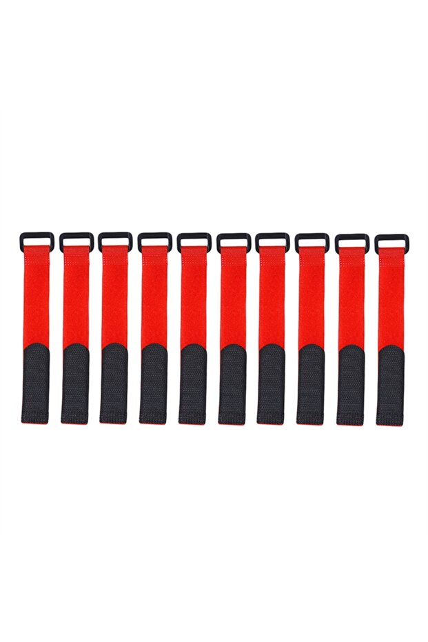 Red 10pcs/set Velcro Tie Reusable Fishing Rod Tie Holder Strap Suspenders Fastener Hook Loop Cable F
