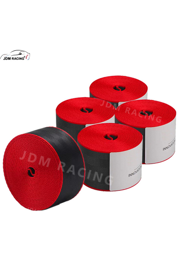 5pcs red black Pack of 5 Universal 3.6M Auto Strengthen Seat Belt Webbing Fabric Racing Car Modified
