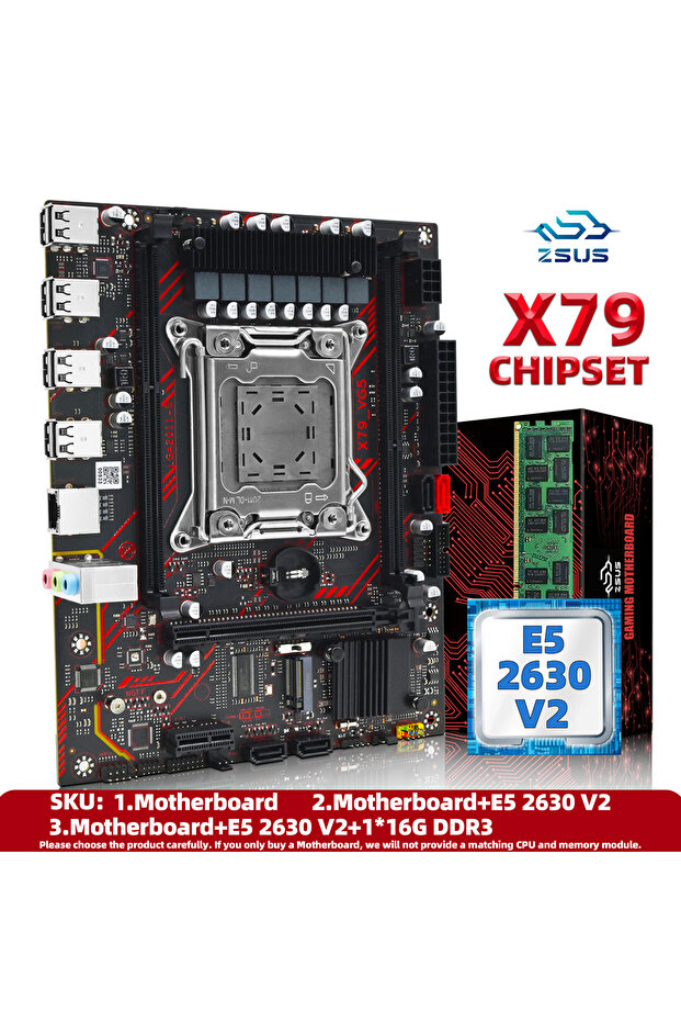 Motherboards ZSUS X79 Motherboard Set Kit With Intel LGA2011 Xeon E5 2630 V2 CPU DDR3 1*16GB ECC RAM