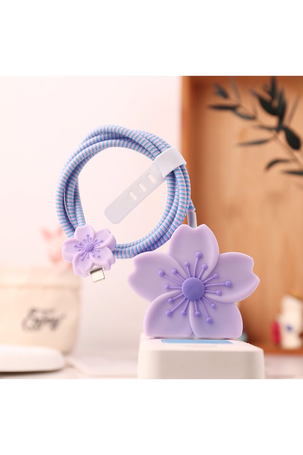 74 Purple Charger Petal For iPhone 20W Cherry Blossoms Fast Charging Candy Color USB Data Cable Prot