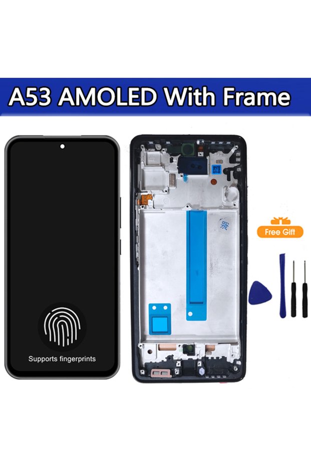 شاشة AMOLED بإطار أسود لهاتف سامسونج A53 5G A536، شاشة LCD تعمل باللمس مع محول رقمي
