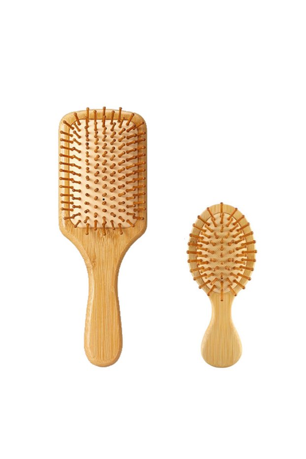 2Pcs Set H Bamboo Hair Brushes and Comb Set, Comb for Women and Detangling, Great on All Hair, Handm