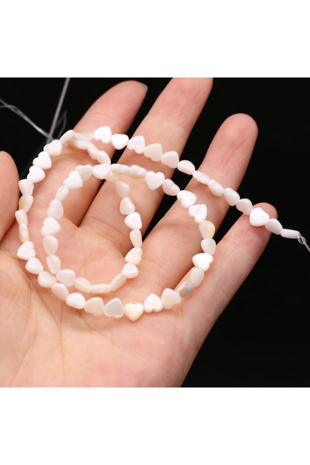 6mm Shell Natural Freshwater Shell Beads Mother of Pearl Heart Loose Spacer Bead for Jewelry Making