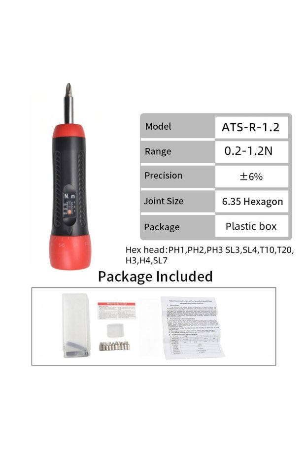 ATS-R-0.2-1.2 ALIYIQI Preset Torque Screwdriver 1 4 Inch Drive Adjustable Kit 10 Bits Hand Tool Set
