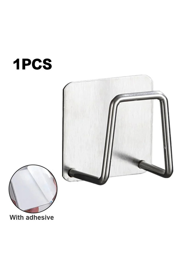 W167-sliver-1PC 1PC/5pcs Kitchen Stainless Steel Sink Shelf Sponges Holders Adhesive Drain Drying Ra
