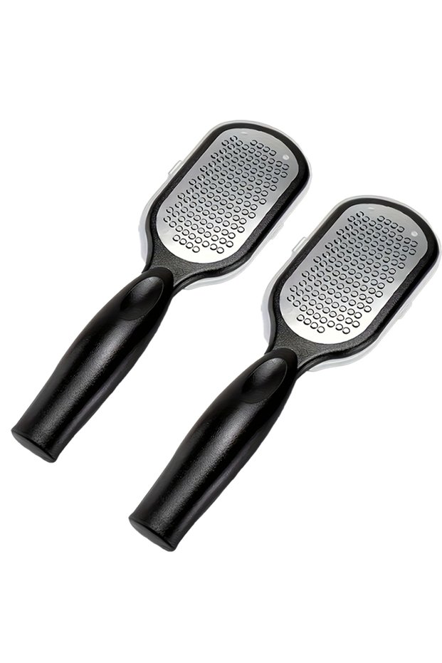 2 PCS Professional Heavy-Duty Stainless Steel Painless Foot File & Remover with Splash Guard & Handl