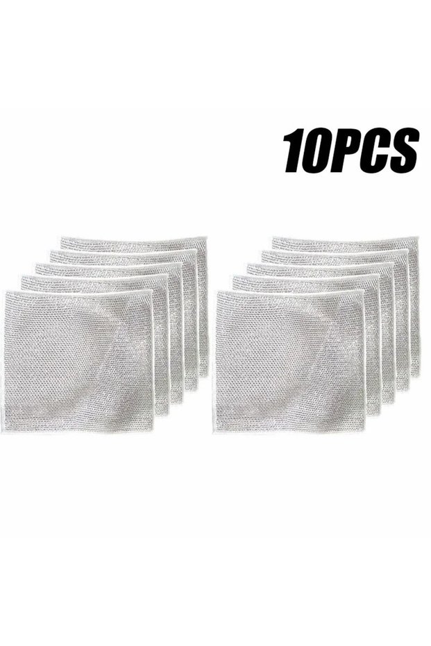 10PCs 10pcs Magic Dishcloth Silver Wire Cleaning Kitchen Cloth Thickened Microfiber Wash Towel Built
