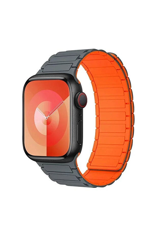 38mm 40mm 41mm 04 gray orange Magnetic Loop for Apple Watch Bands 44mm 40mm 49mm 45mm 41mm 38mm Sili