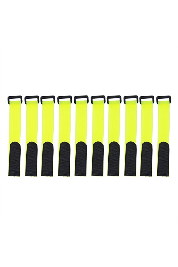 YELLOW 10pcs/set Velcro Tie Reusable Fishing Rod Tie Holder Strap Suspenders Fastener Hook Loop Cabl