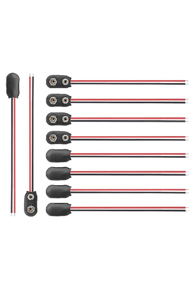 10P 15cm 10pcs 9v Battery Clip Connector Plastic Battery Snap I type Cable Lead PP3 with 150 mm Flyi