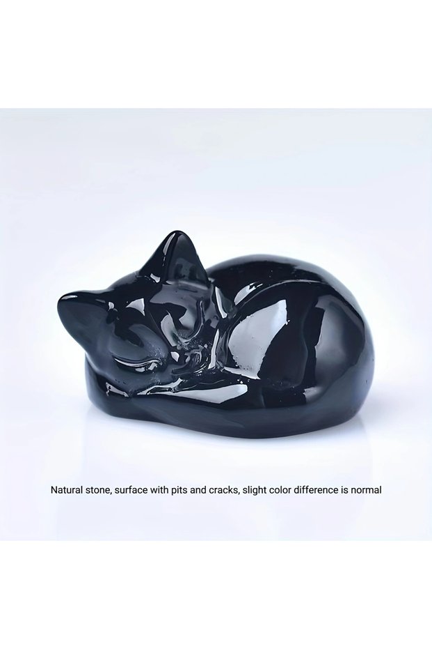 obsidian Natural Crystal Carved Cat, A Perfect for Home Decoration as a Crystal Gift Ornament