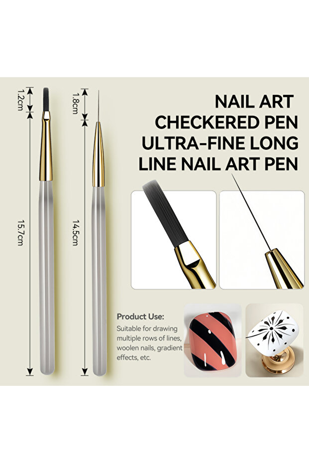 SET 01and02 Professional Nail Art Brush Tip Painting Drawing Carving Dotting Pen Flat Fan Liner for