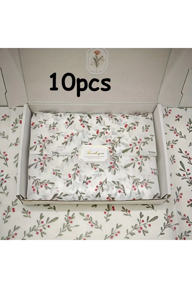 10pcs 50x35cm 30pcs/10pcs Holly, Berry Thin Paper, Wax-Coated Gift Wrapping, Party Favor Packaging f